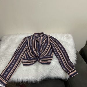 Stripped Button Down Crop Top